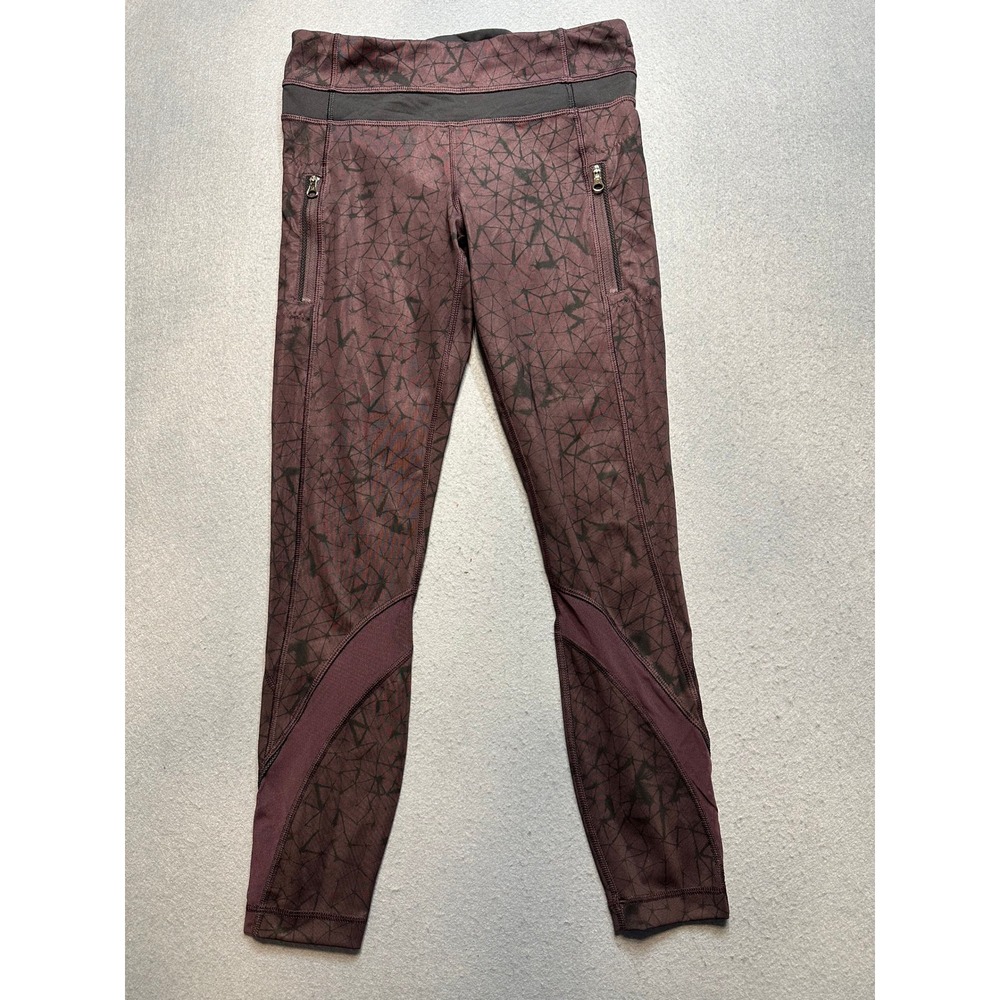 Lululemon Athletica Geometric Print Running Leggings Plum Burgundy Size 4 - 129